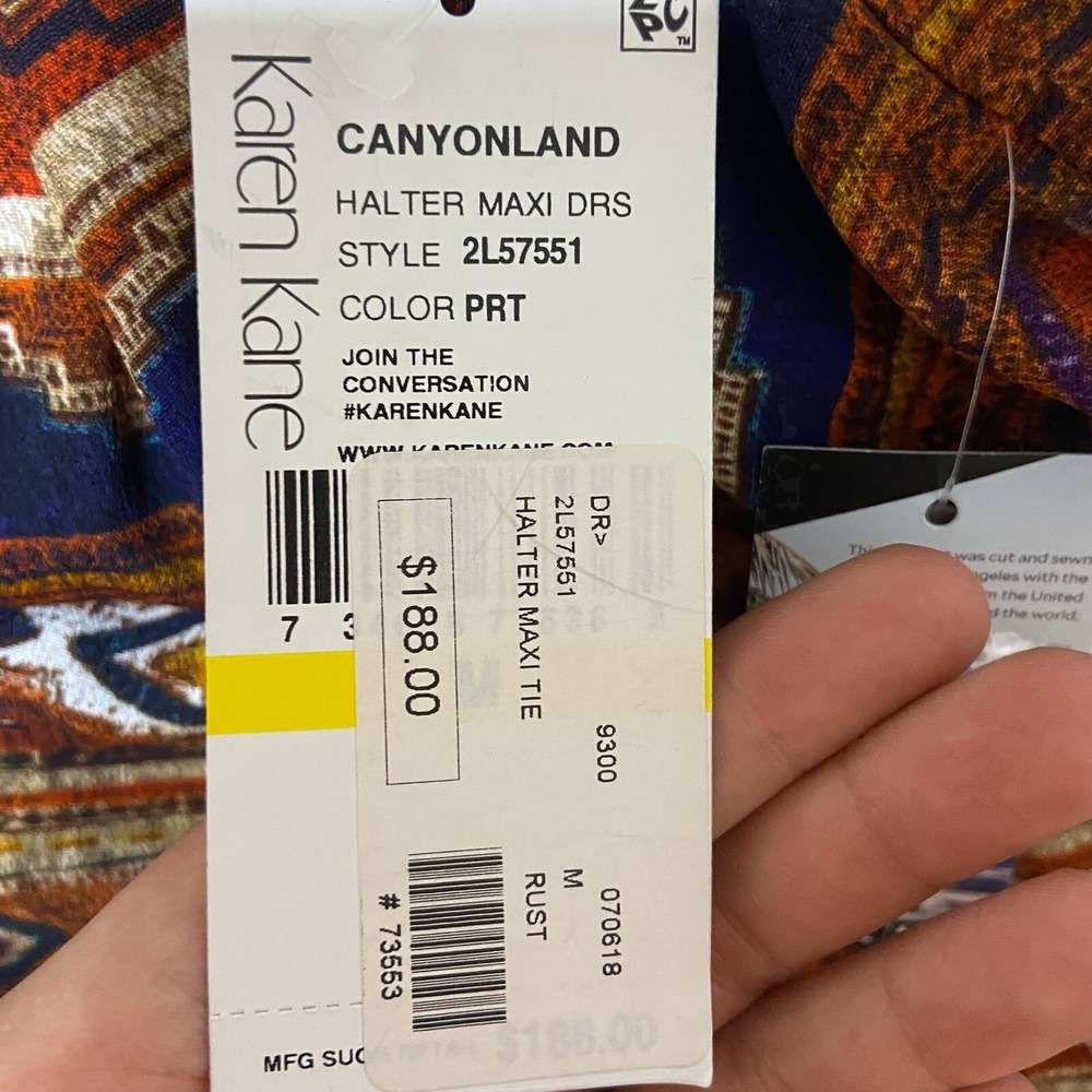 Karen Kane Canyonland Halter Maxi Dress Ethereal Tribal Resortwear Aztec M NEW‎ - Picture 7 of 16